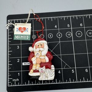 Vtg Eddie Walker Midwest of Canyon Falls Santa and Cats Christmas Ornament 3"